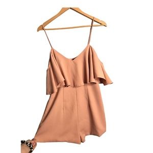 NUDE | Nude Pink Cold Shoulder Romper With Flaws •